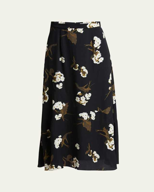 Floral A-Line Midi Skirt